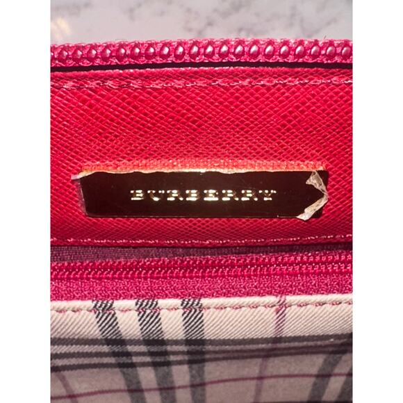 Burberry Leather Red Nova Check Pattern Tubular Bag w/COA - Picture 7 of 8